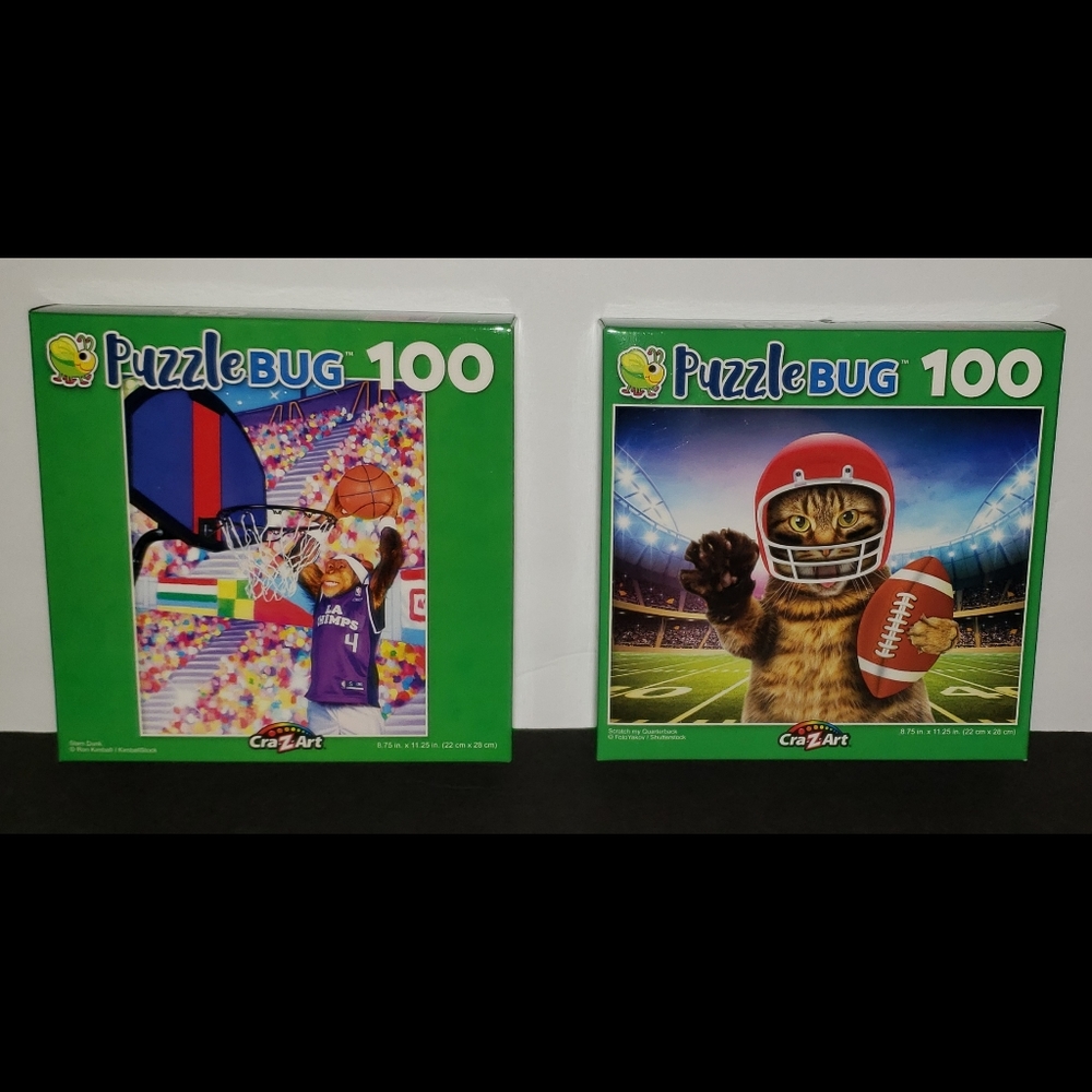 NIB 2 PuzzleBug 100 Piece Puzzles